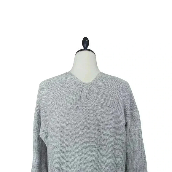 Loft Gray Medium Open Front Long Sleeve Cardigan Knit Sweater Double Pockets - Picture 6 of 8